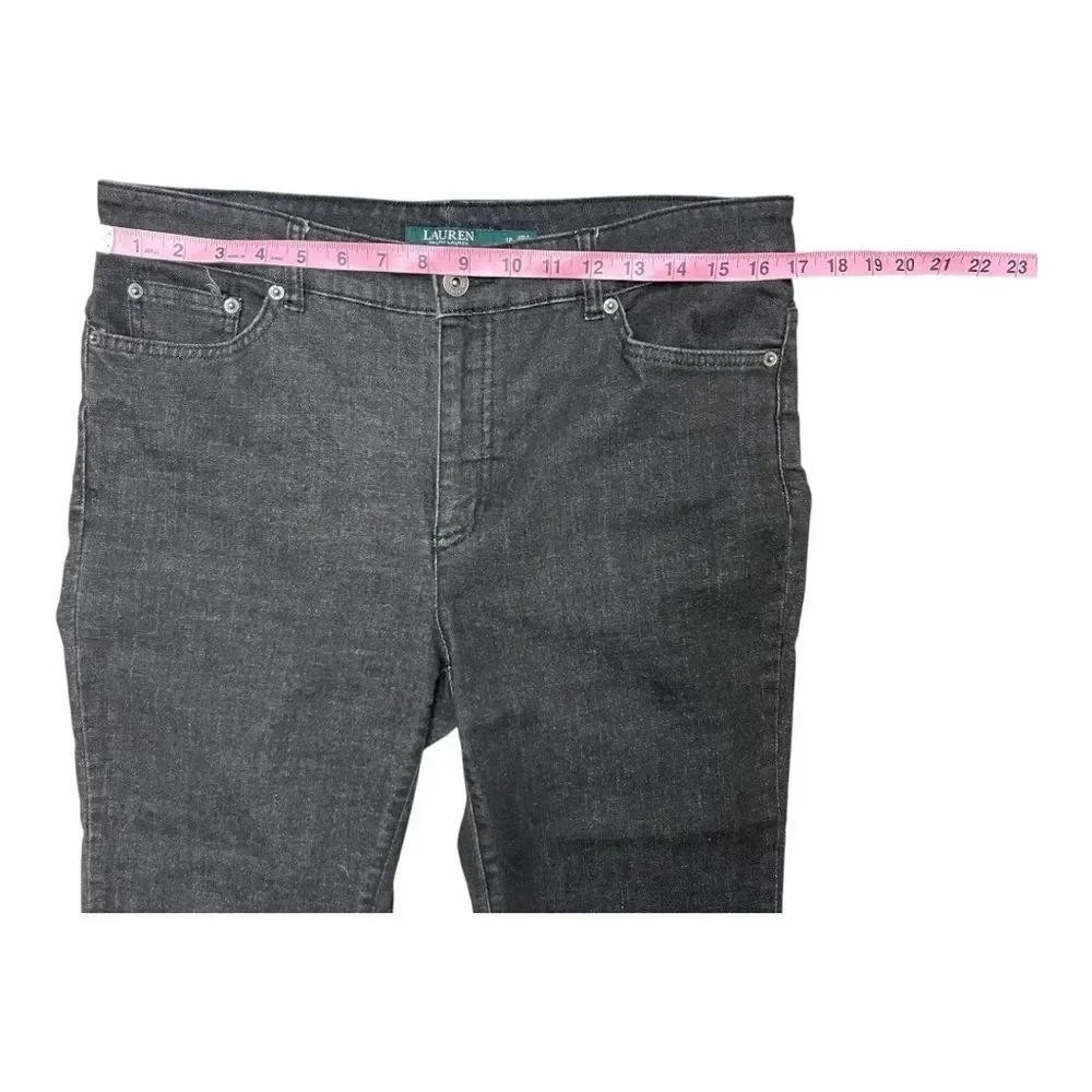 Lauren Ralph Lauren Black Straight Leg Jeans Size 12 Hemmed Classic Preppy - Picture 2 of 9